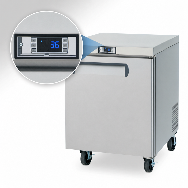 Product image #4 for Migali Competitor Series Undercounter Reach-In Refrigerator, 1 Section, 27.5 In. W, 6.5 Cu. Ft., Solid Door, Rear-Mount Self-Contained