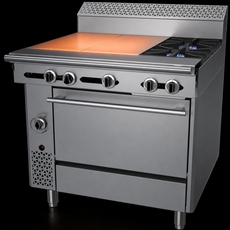 Product image #4 for Garland Cuisine Series Heavy Duty 36-Inch Natural Gas Range with 2 Open Burners, 2 Hot Tops, and Standard Oven