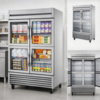 Thumbnail image #4 for True Mfg. - General Foodservice TS-49G-4-HC~FGD01 Two-Section Glass Door Reach-In Refrigerator, Stainless Steel, Bottom-Mount