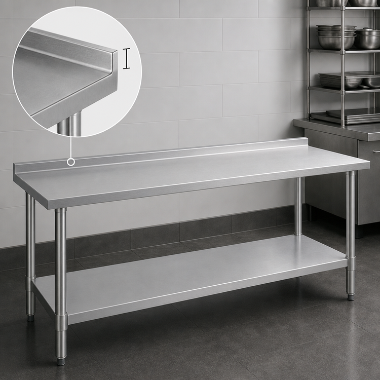 Product image #4 for Eagle Group Deluxe Series Stainless Steel Work Table with Rear Upturn and Adjustable Undershelf, 84-Inch W x 24-Inch D