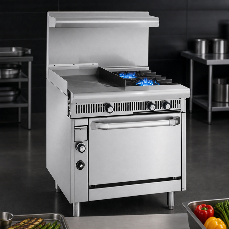 Product image #4 for Imperial Spec Series Heavy-Duty 36-Inch Modular Gas Range with 24-Inch Thermostatic Griddle and 2 Open Burners
