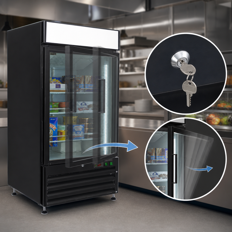 Product image #4 for Maxx Cold X-Series 1-Section 12 Cu. Ft. Reach-In Glass Door Merchandiser Freezer, Black, Bottom-Mounted Compressor