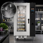 Thumbnail image #4 for Lainox Naboo 5.0 NAG201B Floor Model Gas Combi Oven with Direct Steam, 20 x 1/1 GN, Touchscreen Controls
