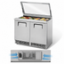 Thumbnail image #4 for 48-Inch Two-Section Refrigerated Sandwich/Salad Prep Table with Heavy-Duty Flat Glass Lid and 18-Pan Top
