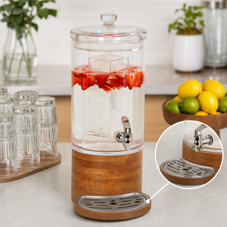 Product image #4 for Cal-Mil Madera Round Ice Beverage Dispenser, 1.5 Gallon, Polycarbonate Tank, Wood Base