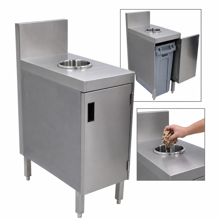 Product image #4 for Advance Tabco Prestige Supreme Stainless Steel Trash Receptacle Cabinet with Door, 12 Inch x 25 Inch x 36 Inch