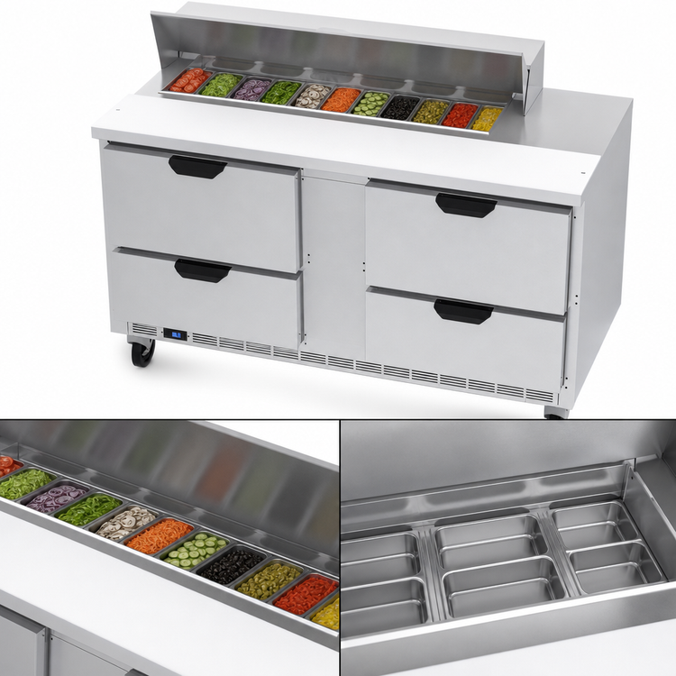 Product image #5 for Beverage Air 60-Inch Sandwich Prep Table with 4 Drawers and 12-Pan Top