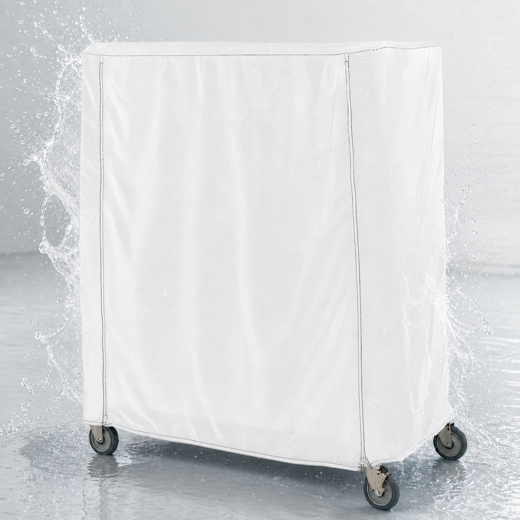 Product image #4 for Metro Waterproof Cart Cover for Queen Mary & Banquet Carts, 60 x 24 x 62 Inch, Vinyl-Nylon Coated, White