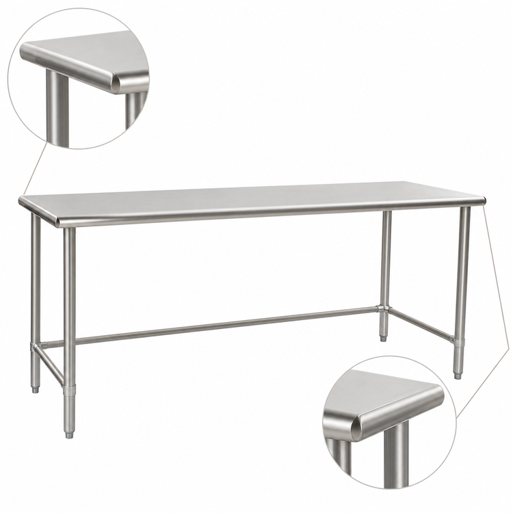 Product image #4 for BlendPort® Deluxe Series 84"W x 24"D Flat-Top Stainless Steel Work Table with Tubular Base