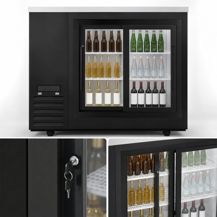 Product image #4 for Atosa 48-Inch Shallow Depth Two-Section Back Bar Cooler with Sliding Glass Doors