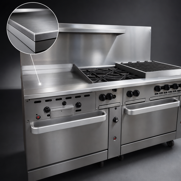 Product image #4 for Vulcan Endurance 72-Inch Commercial Gas Restaurant Range with 4 Open Burners, 24-Inch Thermostatic Griddle, 24-Inch Charbroiler, Standard Oven and Convection Oven