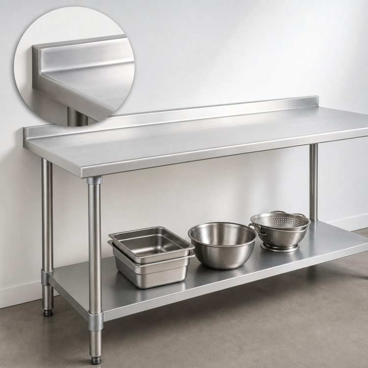 Product image #4 for Eagle Budget Series 84-Inch x 30-Inch 430 Stainless Steel Work Table with Rear Upturn and Adjustable Undershelf