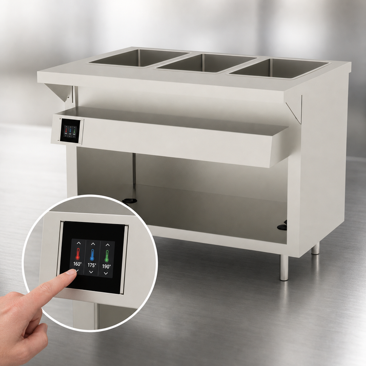 Product image #4 for Thurmaduke EW-3-DLSS Deluxe 3-Pan Electric Waterless Hot Food Well Unit
