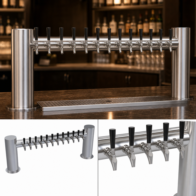Product image #4 for Krowne Max-H Style 12-Faucet Glycol-Cooled Beer Tower, Brushed Stainless Steel