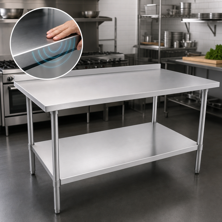 Product image #4 for John Boos Stallion 84-Inch x 24-Inch Stainless Steel Work Table with Rear Backsplash and Undershelf