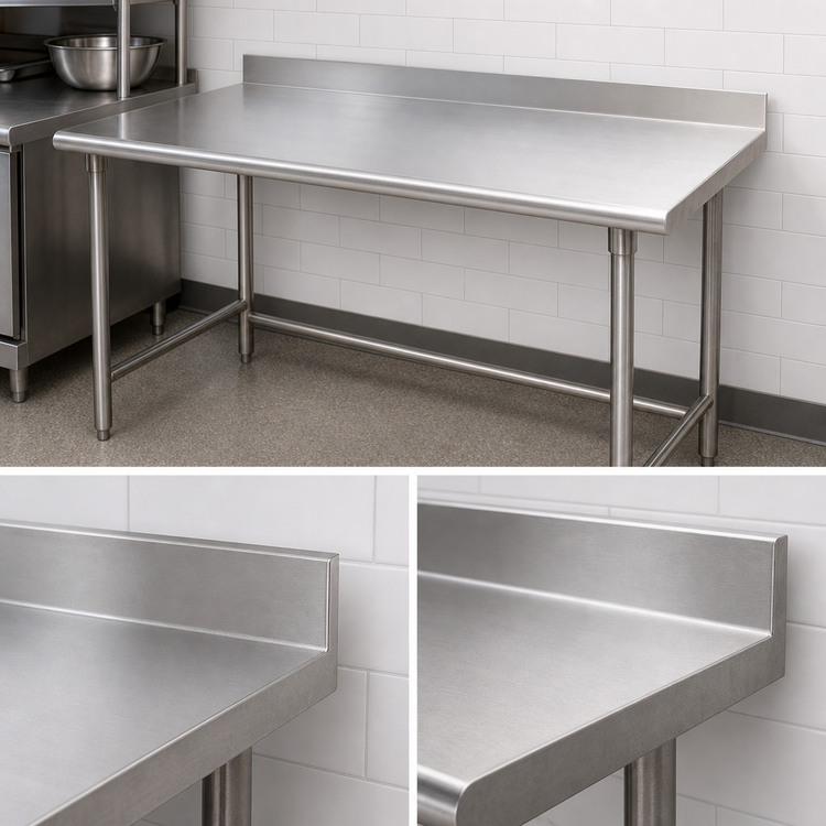 Product image #4 for Advance Tabco 84-Inch x 24-Inch 16-Gauge 430 Stainless Steel Work Table with 1-1/2-Inch Rear Up-Turn
