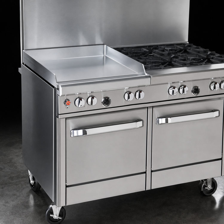 Product image #4 for Southbend Ultimate 48-Inch Gas Restaurant Range with 4 Non-Clog Burners, 24-Inch Griddle, Standard Oven and Cabinet Base