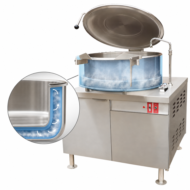 Product image #4 for Crown DMS-60 60 Gallon Stationary Direct Steam 2/3 Jacketed Kettle