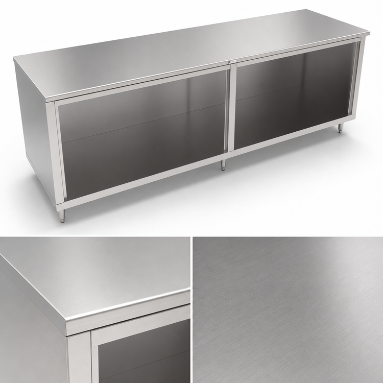 Product image #4 for John Boos Stainless Steel Open Front Underbar Work Table Cabinet Base, 120 x 24 Inches, Flat Top