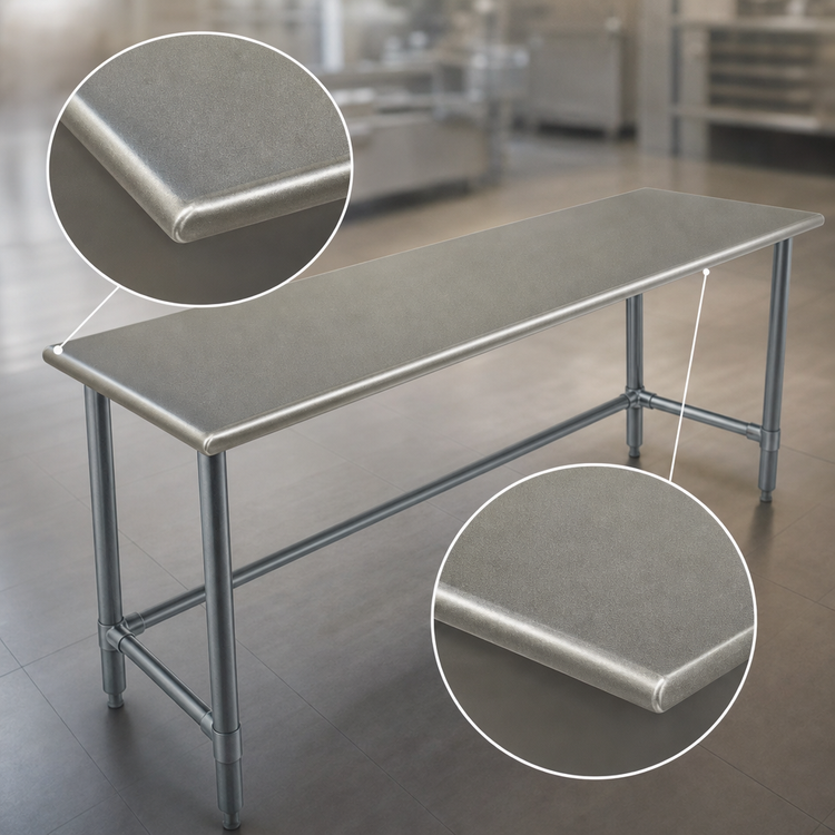 Product image #4 for Eagle Deluxe Series 108-Inch x 30-Inch Flat Top Stainless Steel Work Table with Galvanized Tubular Base