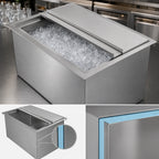 Thumbnail image #4 for Klinger's Trading DIB3618 Drop-In Insulated Stainless Steel Ice Bin, 115 lb. Capacity, Sliding Cover, Without Cold Plate