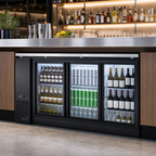 Thumbnail image #4 for Hurakan 72-Inch Counter Height Back Bar Refrigerator with 2 Glass Sliding Doors