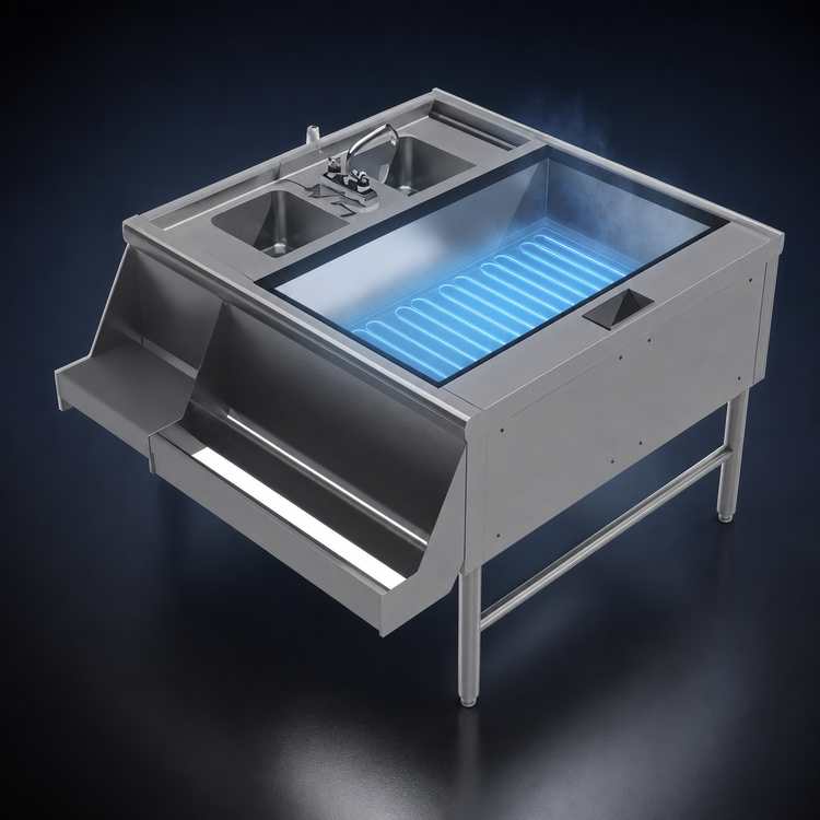 Product image #4 for Prestige Double Service Station with Right-Side Pass-Thru Ice Bin and 10-Circuit Cold Plate