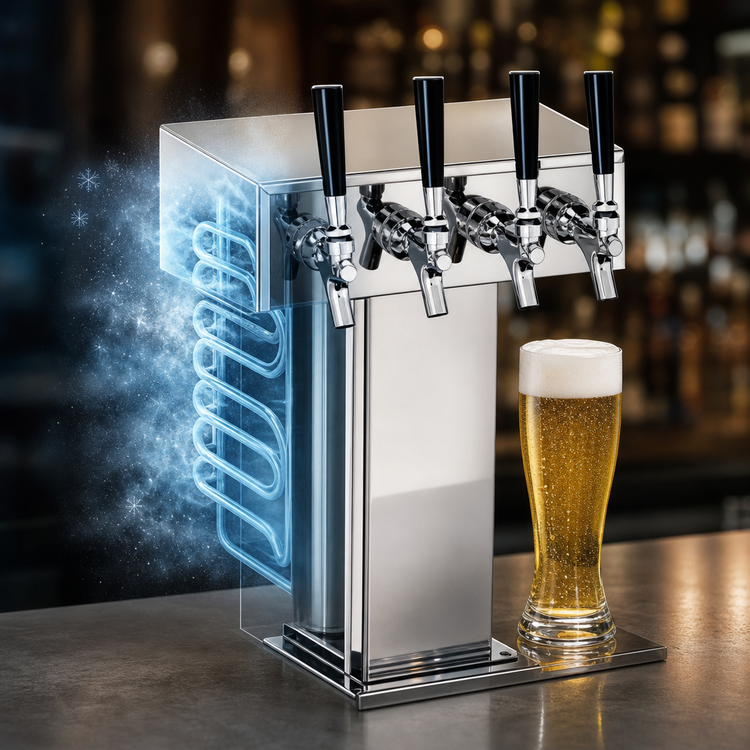 Product image #4 for Perlick 16-Faucet Bridge Tee Draft Beer Tower, Countertop, Glycol-Cooled, Tarnish-Free Brass Finish