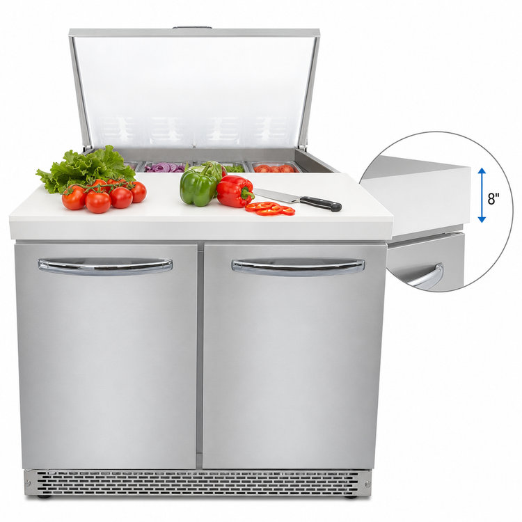 Product image #4 for Mighty Top SW36N12M-FB 36" Two-Section Refrigerated Sandwich Prep Table