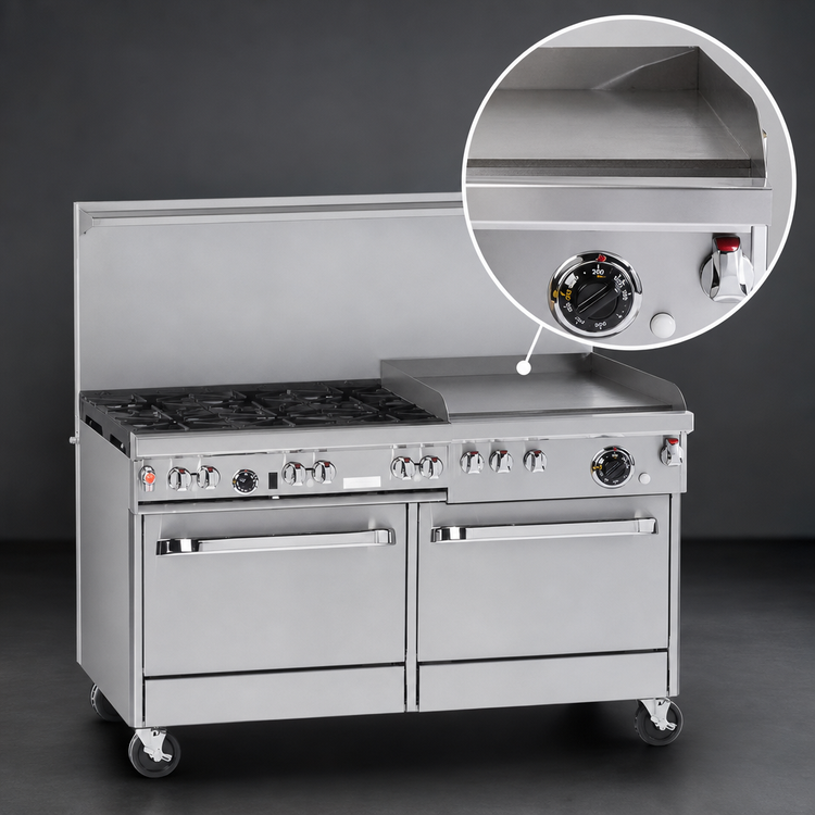 Product image #4 for Southbend Ultimate 60-Inch Gas Restaurant Range with 6 Burners, 24-Inch Griddle, Standard Oven and Cabinet Base