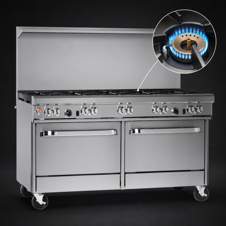 Product image #4 for Southbend Ultimate 60-Inch Commercial Gas Restaurant Range with 9 Open Burners and 2 Cabinets