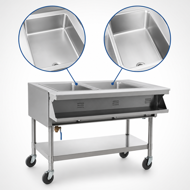 Product image #4 for Eagle Group Portable Electric Sealed Well Hot Food Table with Open Base, 2 Wells, 208V