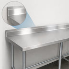 Thumbnail image #4 for BK Resources CVTR5OB-8430 84 x 30 Inch Stainless Steel Work Table, 16-Gauge 304 Top, 5-Inch Riser, Open Base