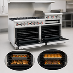 Thumbnail image #4 for Hurakan Heavy Duty 60-Inch Gas Range with 6 Open Burners, 2 Ovens, Griddle, and Broiler