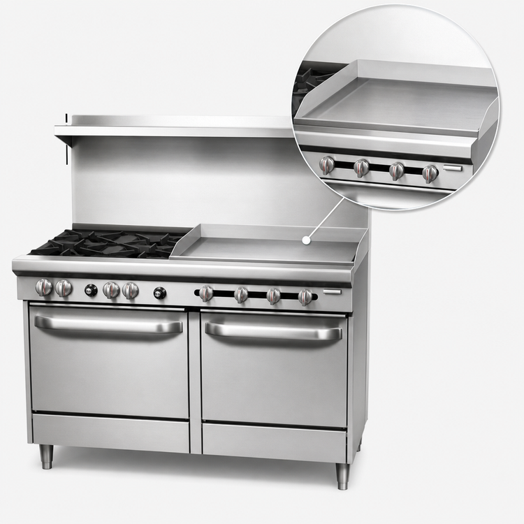 Product image #4 for Southbend S-Series 60-Inch Commercial Gas Range with 6 Open Burners, 24-Inch Thermostatic Griddle, and 2 Convection Ovens