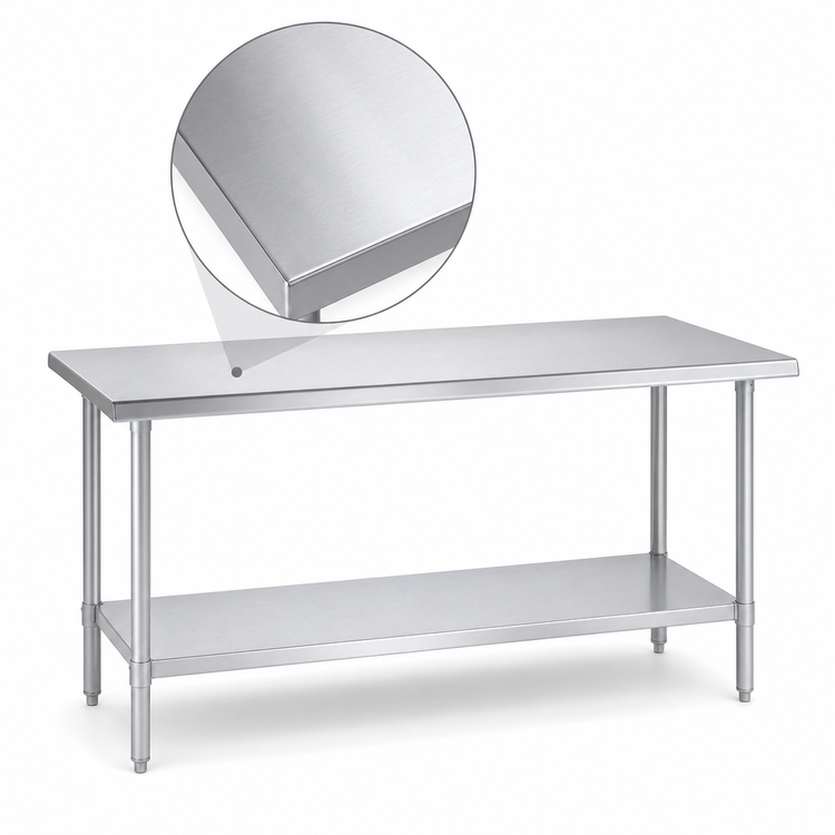 Product image #4 for Duke Stainless Steel Work Table with Undershelf, 108 x 36 Inches, Flat Top