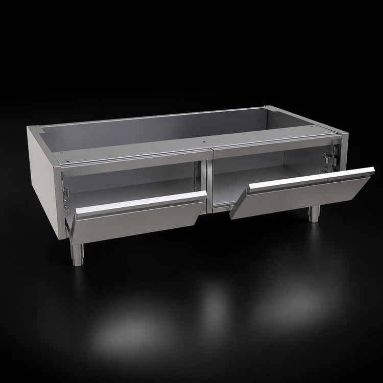 Product image #4 for Glastender Underbar Add-On Cabinet Base with Two Hinged Doors, 46"W x 24"D x 16"H, Stainless Steel