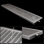 Thumbnail image #4 for Micro Matic USA DP-820D-51 Surface Mount Stainless Steel Drip Tray Trough, 51 x 8 Inches, Perforated Screen, 5/8 Inch O.D. Drain