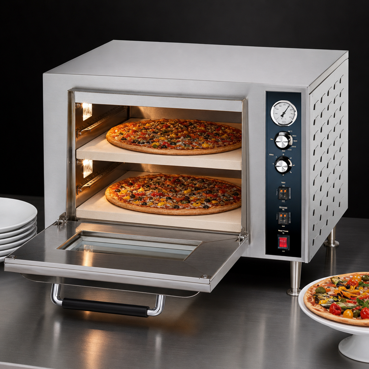 Product image #4 for Waring Commercial WPO700 Double-Deck Electric Countertop Pizza Oven, Single Door, 18-Inch Ceramic Decks