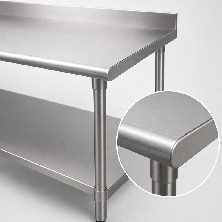 Product image #4 for Deluxe Series 144-Inch x 24-Inch Stainless Steel Work Table with 4-1/2-Inch Backsplash and Adjustable Undershelf
