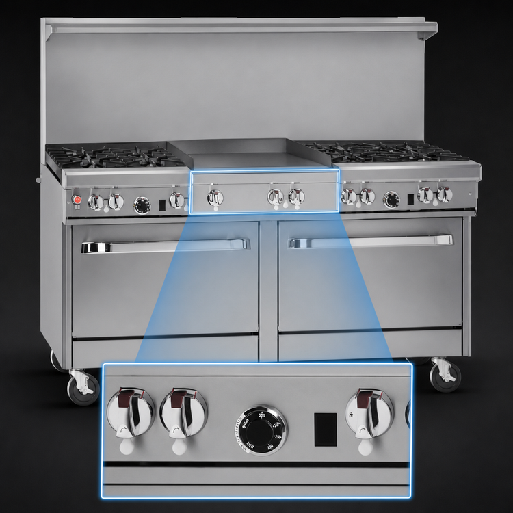 Product image #4 for Southbend Ultimate 60-Inch Gas Restaurant Range with 6 Burners, 24-Inch Griddle and 2 Cabinets