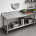 Thumbnail image #4 for Spec-Master Marine Series 144 Inch W x 24 Inch D Stainless Steel Work Table with 4-1/2 Inch Backsplash and Adjustable Undershelf