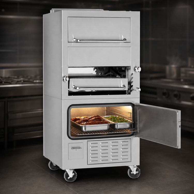 Product image #4 for Southbend Platinum Heavy Duty 32-Inch Single Deck Range Match Gas Upright Broiler with Radiant Burners, Warming Oven, and Cabinet Base