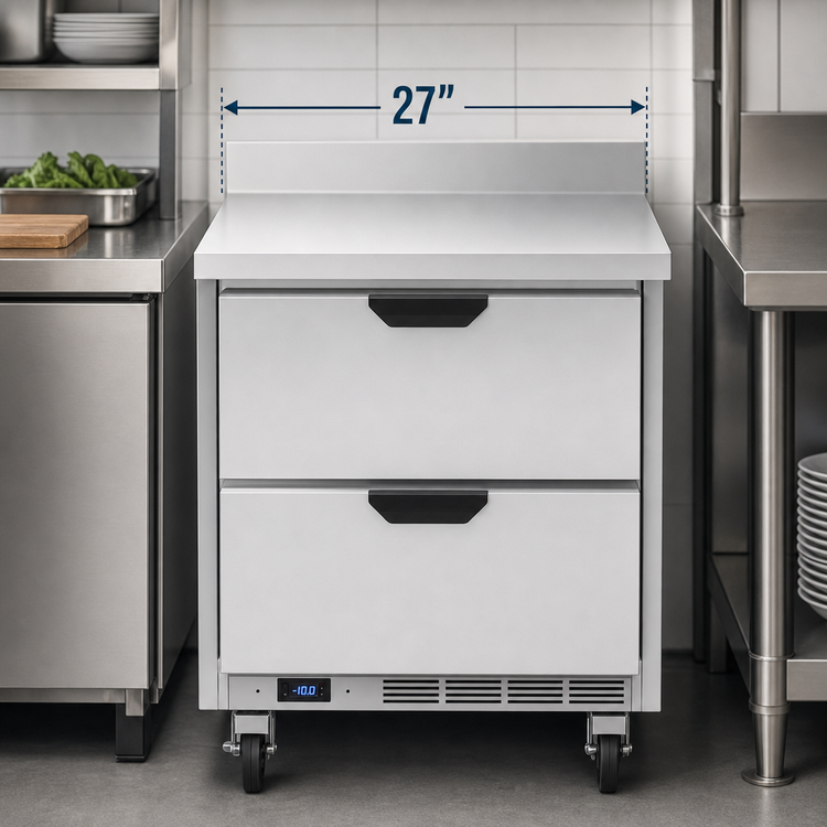 Product image #4 for Beverage-Air 27-Inch 2-Drawer Worktop Freezer with 4-Inch Backsplash, 6.13 Cu. Ft., Rear-Mounted Self-Contained Refrigeration