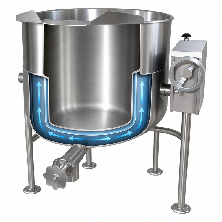 Product image #4 for Crown DLT-20 20 Gallon Direct Steam Tilting Kettle with Tri-Leg Base
