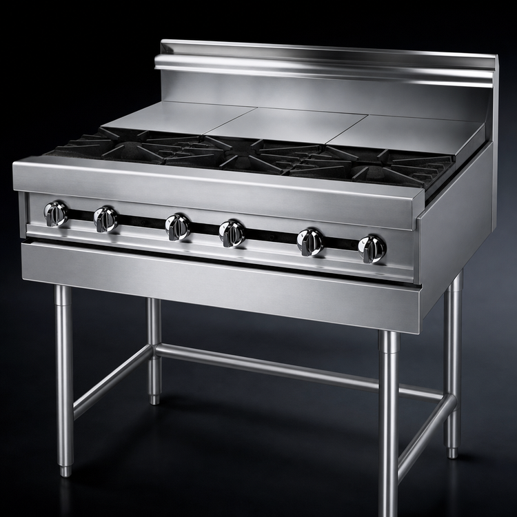 Product image #4 for Titan JMRH-6ST 72-Inch Modular Heavy Duty Gas Range with 6 Open Burners and 6 Hot Tops