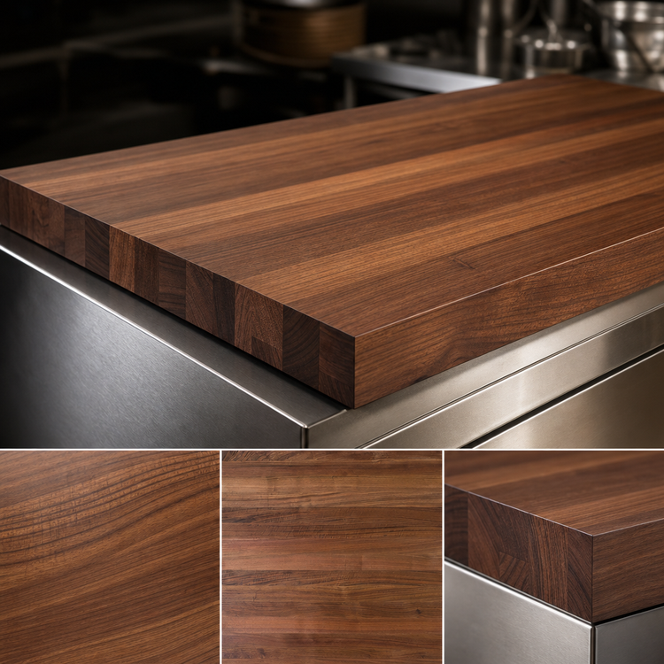 Product image #4 for John Boos Boos Block Edge Grain American Black Walnut Kitchen Countertop, 96" W x 27" D x 2-1/4" Thick, Varnique Finish