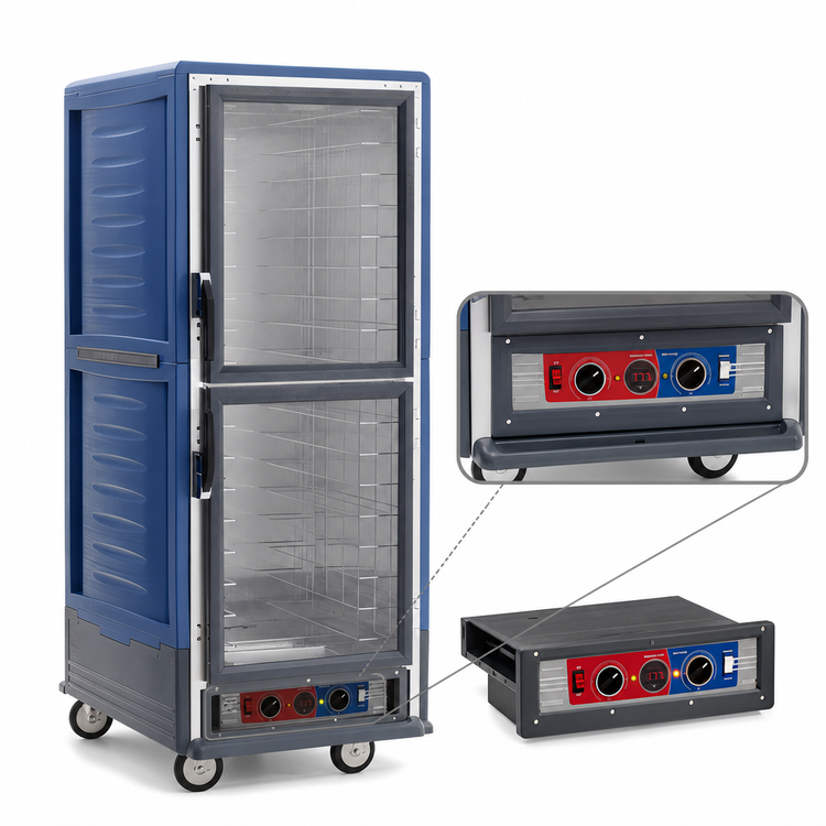 Product image #4 for Metro C5 3 Series Mobile Full-Height Heated Holding & Proofing Cabinet with Blue Insulation Armour, Dutch Clear Doors, 35-Pan Capacity