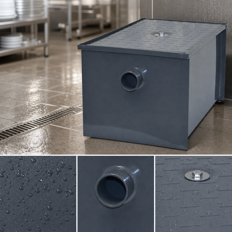 Product image #4 for BK Resources BK-GT-70 70 lb Carbon Steel Grease Trap, 35 GPM