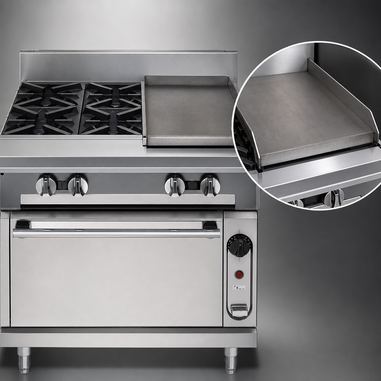 Product image #4 for Vulcan V Series 36-Inch Heavy Duty Gas Range with 2 Open Burners and 18-Inch Manual Griddle, Cabinet Base